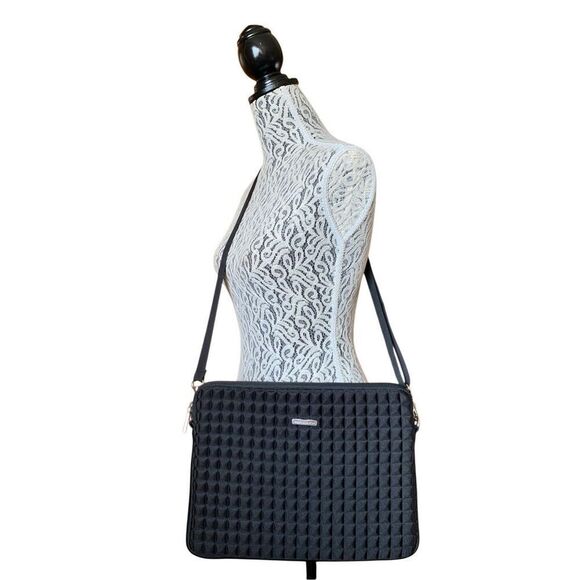 Rebecca Minkoff Regan Textured Neoprene Crossbody Messenger Laptop Bag in Black - Picture 8 of 10